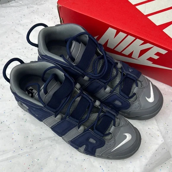 Nike Air More Uptempo '96 Gray and Navy Sneakers - Picture 2 of 7